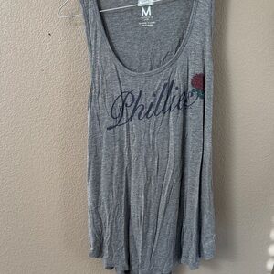 Gray Sleeveless Phila Phillies  Top with Rose Detail SZ Med